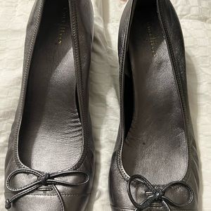 Pewter Cole Haan wedges.   Nike sole